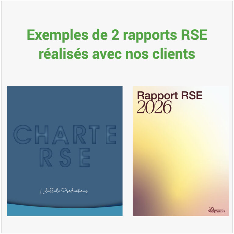 Photo de 2 rapports RSE réalisés avec des TPE, clientes d'Oser la RSE