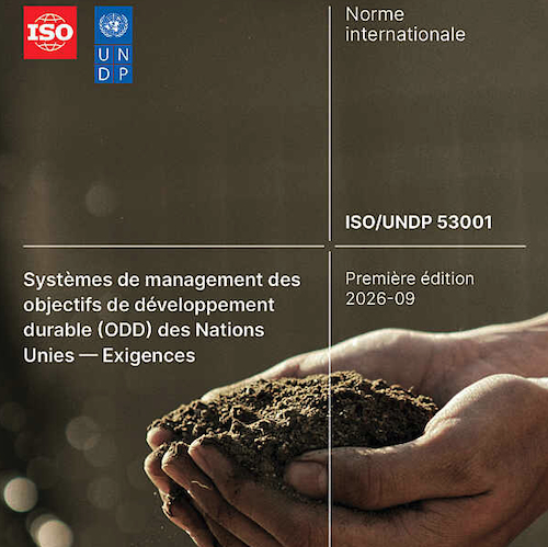 Couverture de la norme ISO 53001 permettant de relier démarche RSE avec Objectifs de développement durable (ODD)